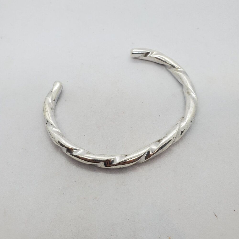 Heavy Sterling Silver Cuff Bracelet Twisted Style, Thick